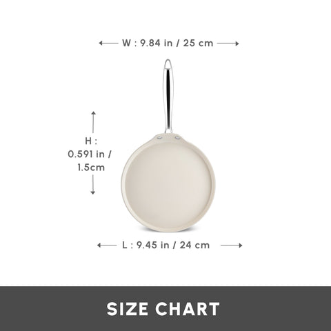 Karaca Swiss Crystal Almond Cream Non-Stick Induction Stainless Steel Handle Pancake Pan, 25cm, Cream