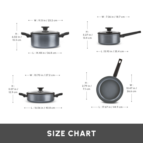 Karaca Ceramica Iconic Grey 7-Piece Non-Stick Induction Cookware Set, Grey