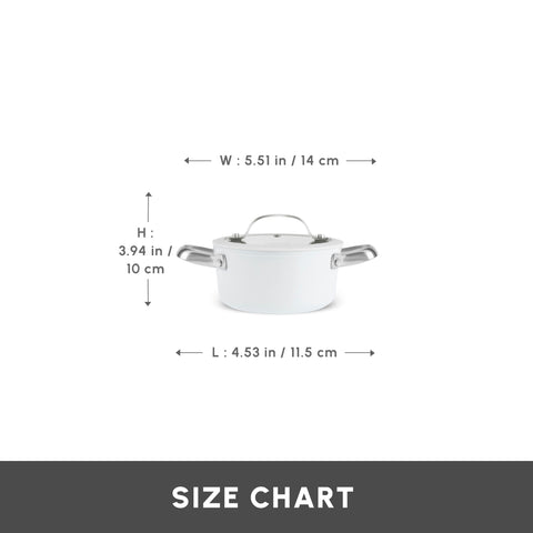 Karaca Swiss Crystal Almond Cream Non-Stick Induction Stainless Steel Handle Casserole & Lid, 14cm, Cream