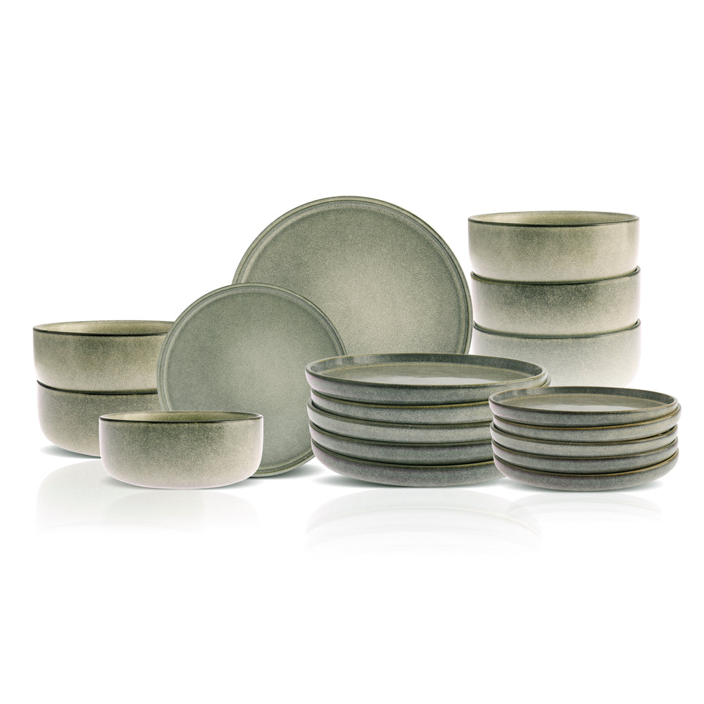 Karaca New Skal 18-Piece Reactive Glaze Dinner Set for People, Grey