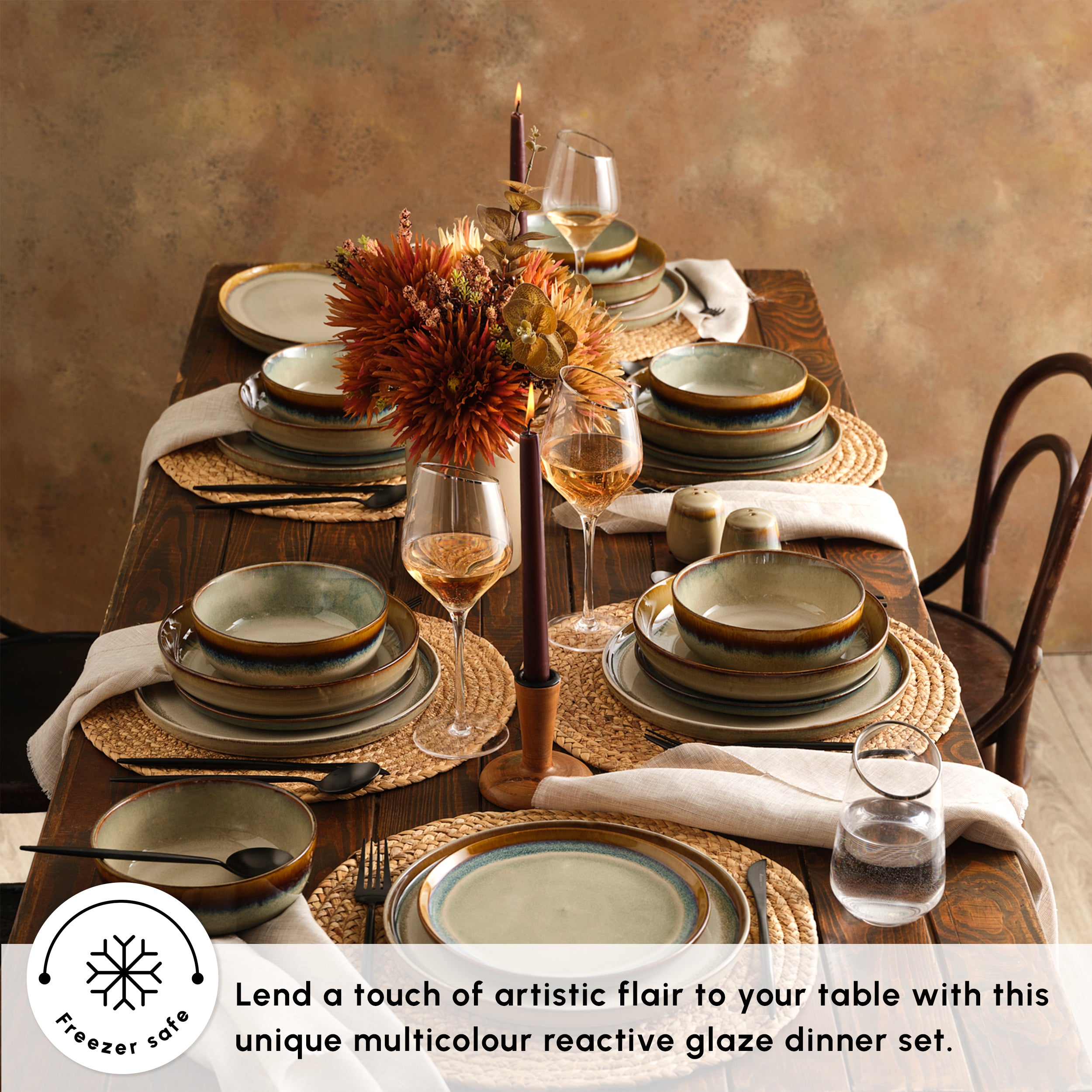 Karaca Earth Collection Earthy Reactive Glaze 52-Piece Stoneware Dinne