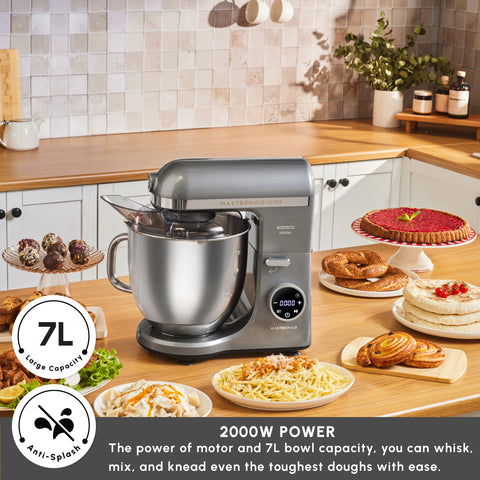 Karaca Mastermaid Chef Ultra Digital Stand Mixer, 7L, 2000W, Galaxy Grey