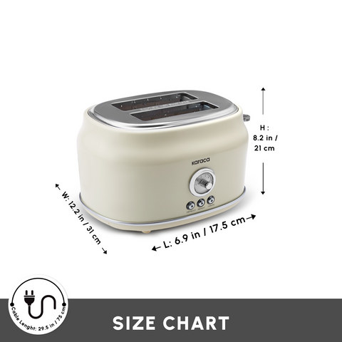 Karaca Retro 2-Slice Toaster, 815W, Cream