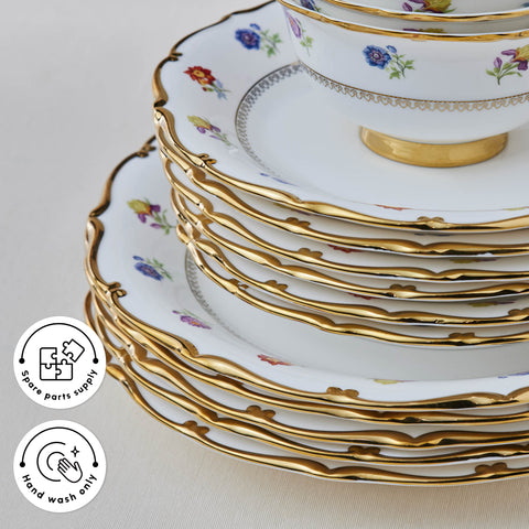 Karaca Royal Bone China Diana 55-Piece Dinner Set for 12 People, Gold