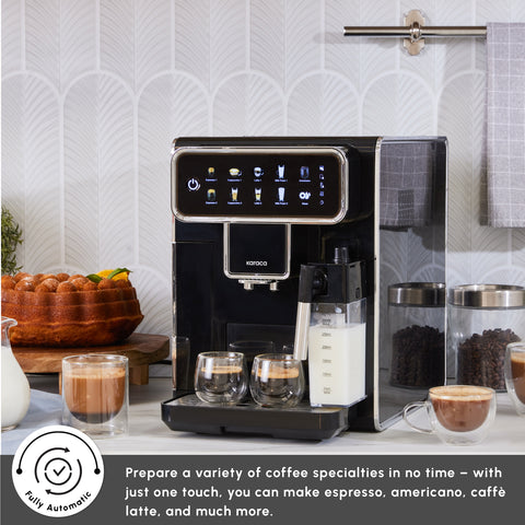 Karaca CoffeeMaestro Automatic Espresso Coffee Machine, 1500W, 1,5L, Black