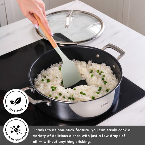 Karaca Plasma Steel 3Ply Non-Stick Induction Casserole, 24cm, Silver