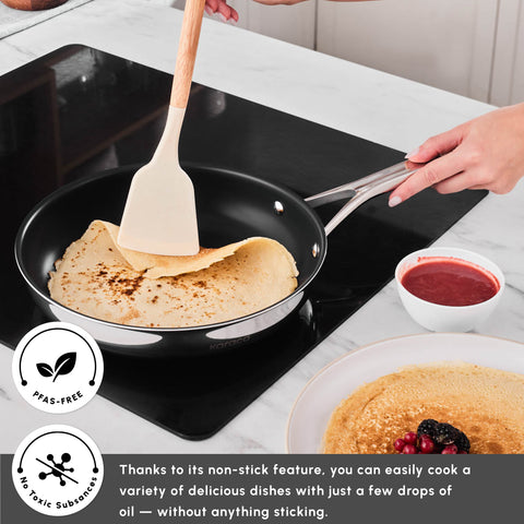 Karaca Plasma Steel 3Ply Non-Stick Induction Frying Pan, 28cm, Silver