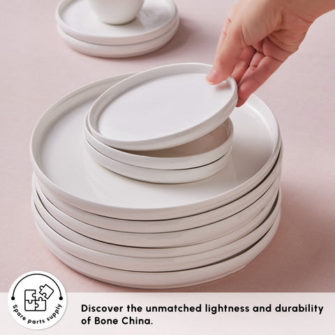 Karaca Stream Bone China Sunset 34-Piece Serveware Set for 6 People, White