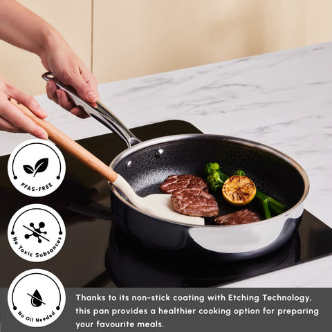 Karaca 3Ply Stainless Steel Sparkle 7-Piece Non-Stick Induction Cookware Set, Silver