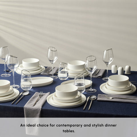 Karaca Forever Bone China Pablito 53-Piece Dinner Set for 12 People, White
