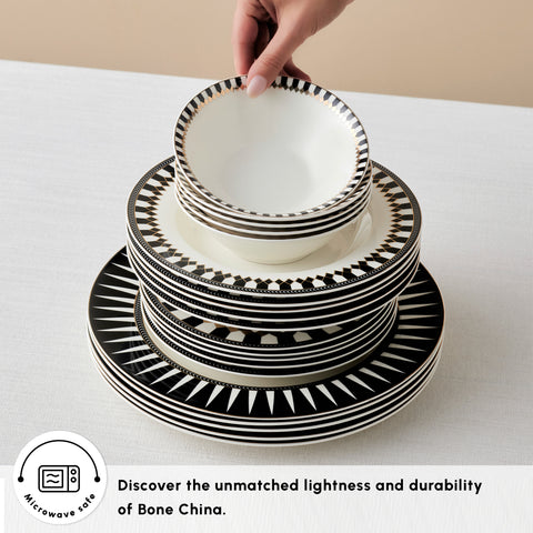 Karaca Elegance Bone China Helsinki 24-Piece Dinner Set for 6 People, Multi