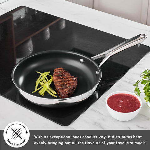 Karaca Plasma Steel 3Ply Non-Stick Induction Frying Pan, 30cm, Silver