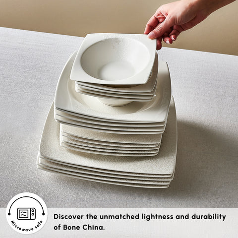 Karaca New Flava 24-Piece Bone China Dinner Set for 6 People, White