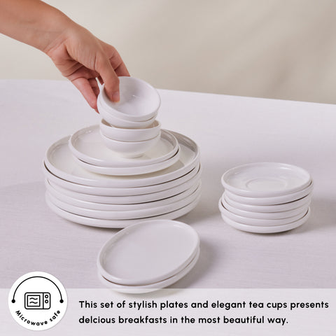 Karaca Stream Pure Cordelia 20-Piece Porcelain Serveware Set for 6 People, White