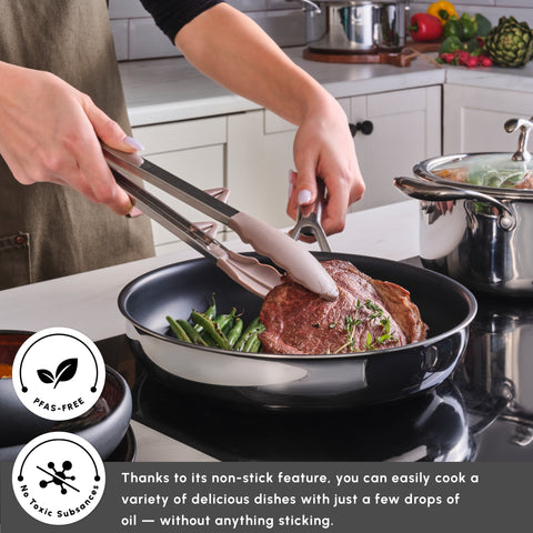 Karaca Plasma Steel 3Ply 7-Piece Non-Stick Induction Cookware Set, Silver