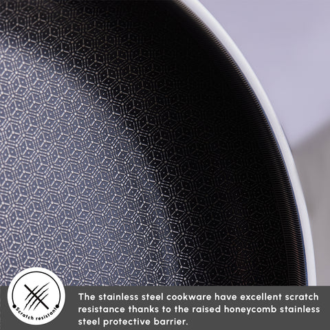 Karaca 5Ply PowerSteel 7-Piece 316+ Stainless Steel Induction Cookware Set, Silver