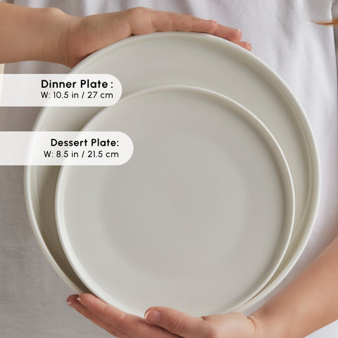 Karaca Stream Bone China Felix XL 18-Piece China Dinner Set for 6 People, White