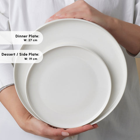 Karaca Stream Bone China Saturn 12-Piece Dinner Set for 4 People, White