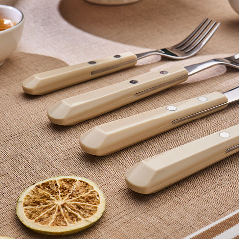 Emsan Rivet 24-Piece Cutlery Set for 6 People Cream