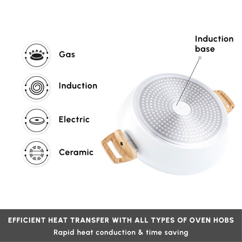 Karaca Swiss Crystal Non-Stick Induction Casserole, 30cm, Creamy