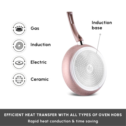 Karaca Rosegold Biogranite 2-Piece Induction Pan Set, Rose Gold