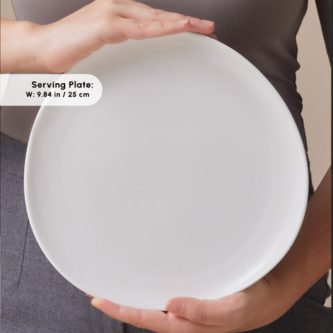 Karaca Stream Bone China Middle 34-Piece Serveware Set for 6 People, White