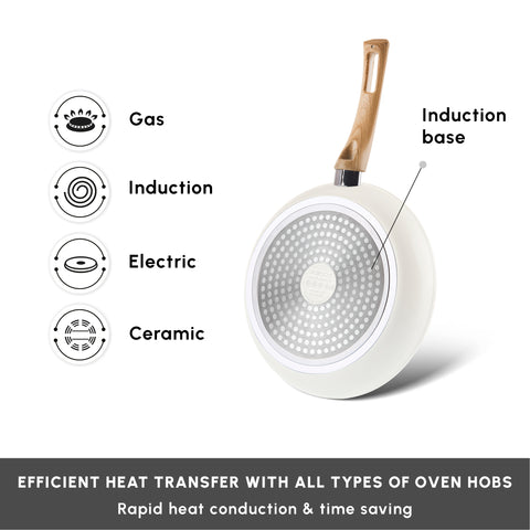 Karaca Swiss Crystal 15-Piece Non-Stick Induction Cookware Set, Creamy