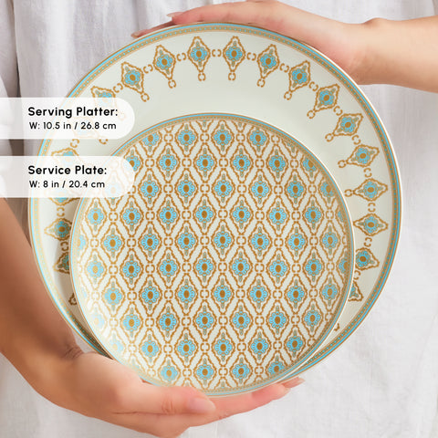 Karaca Forever Bone China Dorothy, 53-Piece Dinner Set for 12 People, Gold