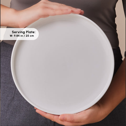 Karaca Stream Bone China Meridian 34-Piece Serveware Set for 6 People, White