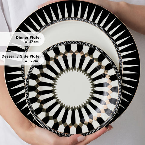 Karaca Elegance Bone China Helsinki 24-Piece Dinner Set for 6 People, Multi