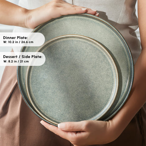 Karaca Earth Collection Skal 55-Piece Stoneware Dinner Set for 12 People, Grey