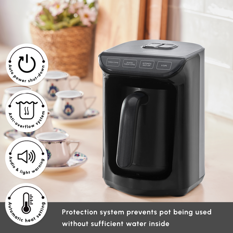 Karaca Hatır Köz Milky Turkish Coffee Maker, 535W, Shiny Black