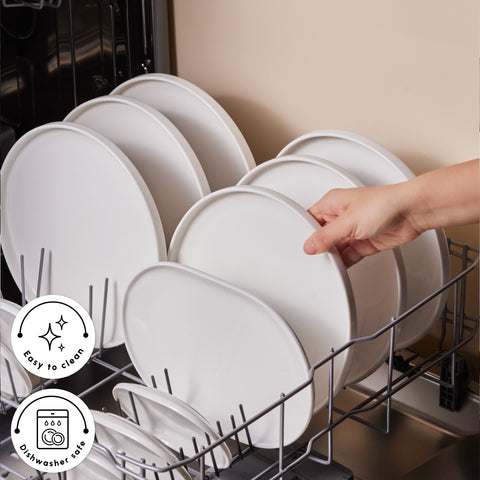 Karaca Stream Bone China Meridian 34-Piece Serveware Set for 6 People, White