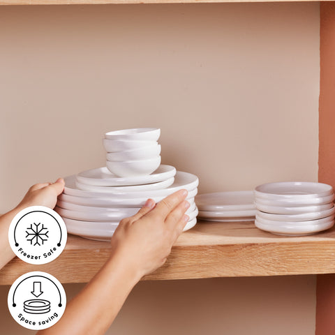 Karaca Stream Pure Cordelia 20-Piece Porcelain Serveware Set for 6 People, White