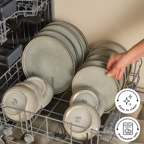 Karaca Earth Collection Skal 55-Piece Stoneware Dinner Set for 12 People, Grey