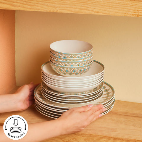 Karaca Forever Bone China Dorothy, 53-Piece Dinner Set for 12 People, Gold