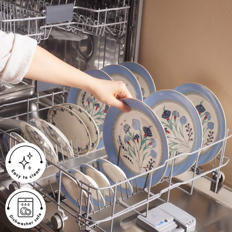 Karaca Bone China Blue Clove 26-Piece Serveware Set for 6 People, Multi