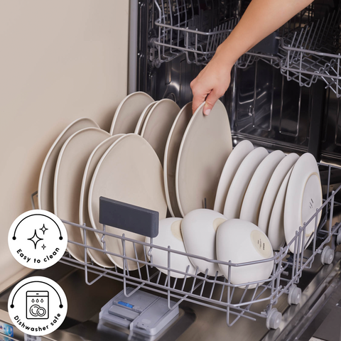 Karaca Earth Collection New Cupid 55-Piece Stoneware Dinner Set for 12 People, Cream