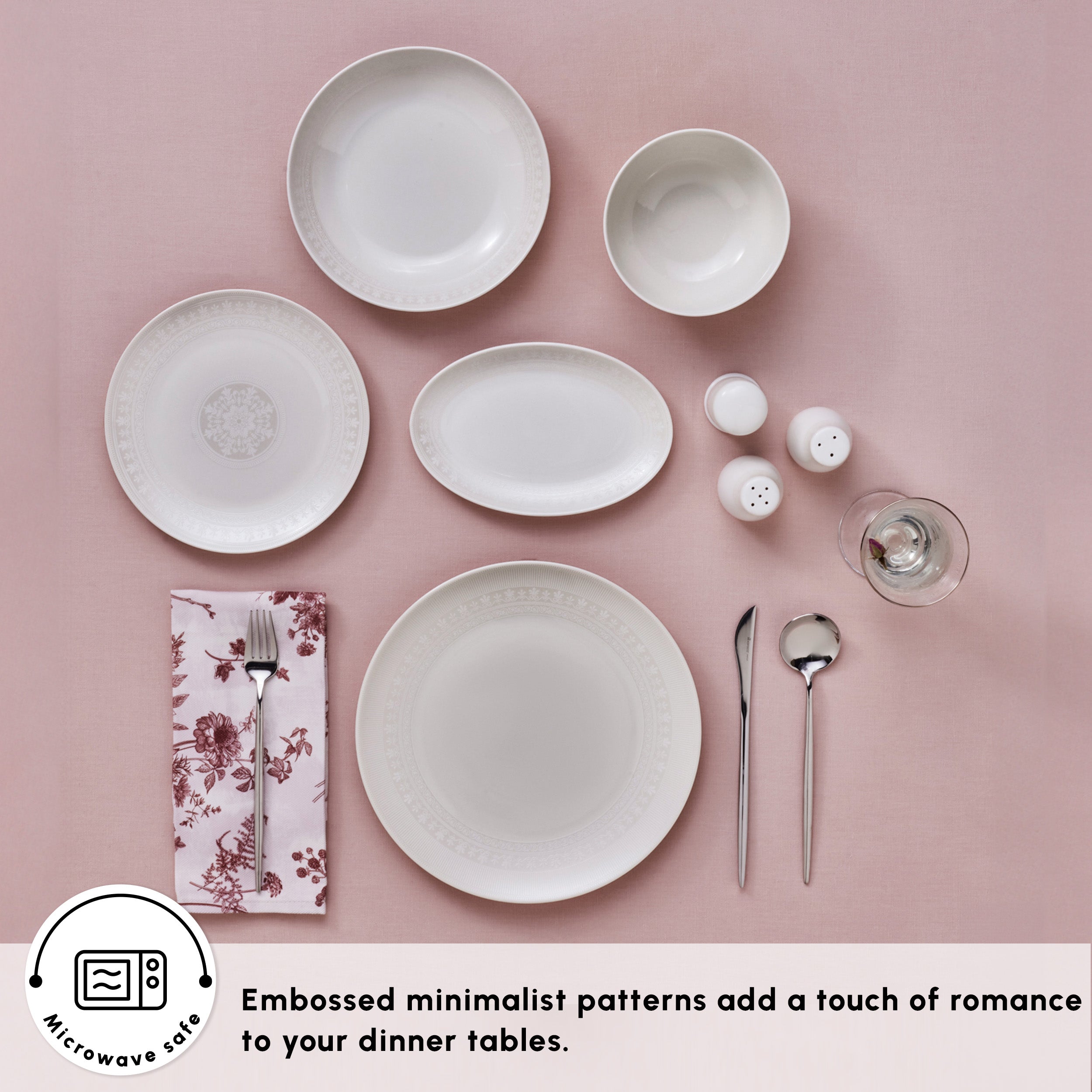 Karaca Forever Bone China Artiste 53-Piece Dinner Set for 12 People, W