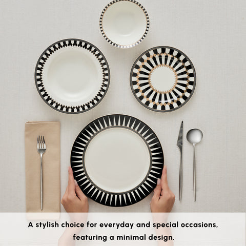 Karaca Elegance Bone China Helsinki 24-Piece Dinner Set for 6 People, Multi