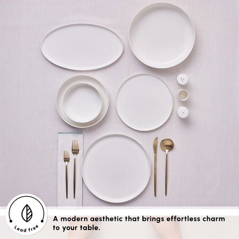 Karaca Earth Collection Matte Glaze 55-Piece Porcelain Dinner Set for 12 People, White