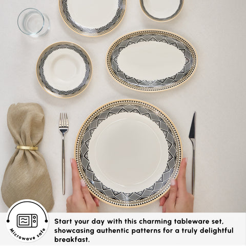 Karaca Bone China Globe 26-Piece Serveware Set for 6 People, Multi