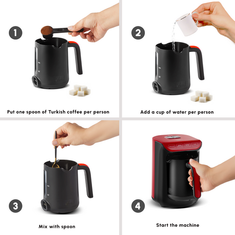 Karaca Hatır Köz Milky Turkish Coffee Maker, 535W, Imperial Red