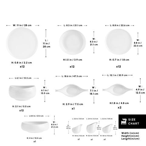 Karaca Earth Collection Clay 55-Piece Porcelain Dinner Set for 12 People, White