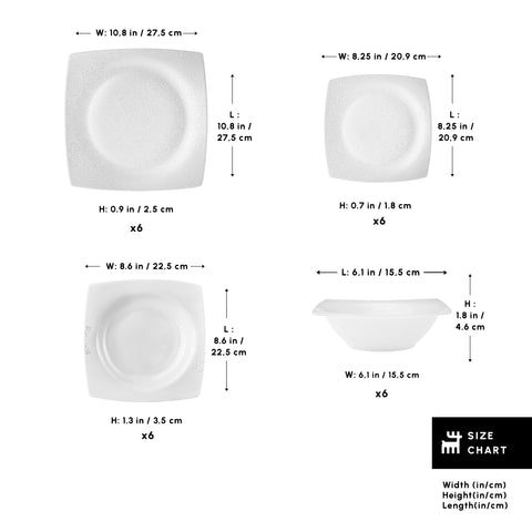 Karaca New Flava 24-Piece Bone China Dinner Set for 6 People, White