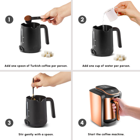 Karaca Hatır Neo Inox Turkish Coffee Maker, 735W, 300ml, Bronze