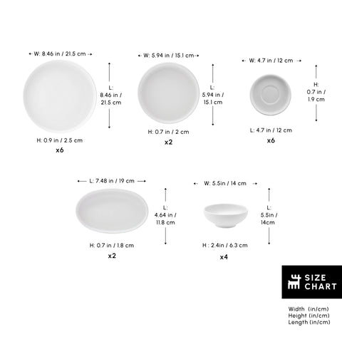 Karaca Stream Pure Cordelia 20-Piece Porcelain Serveware Set for 6 People, White