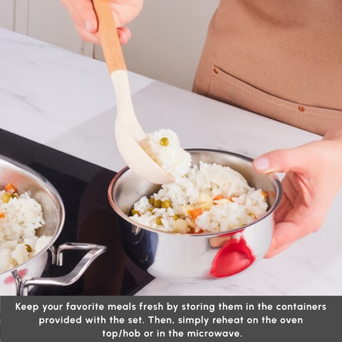 Karaca Cook & Store 13-Piece Stainless Steel Induction Cookware Set, Silver