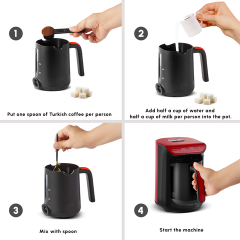 Karaca Hatır Köz Milky Turkish Coffee Maker, 535W, Imperial Red