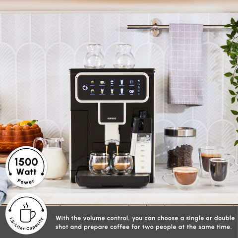 Karaca CoffeeMaestro Automatic Espresso Coffee Machine, 1500W, 1,5L, Black